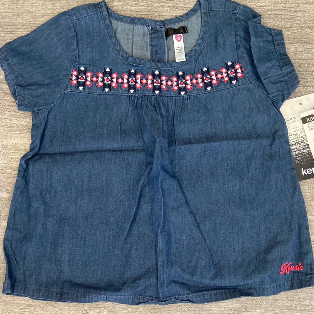 Blue Embroidered Top